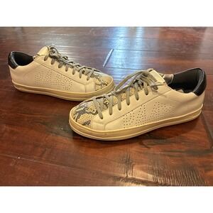 P448 John Low Top Sneakers Womens 40 Snakeskin Embossed Leather Made in Italy